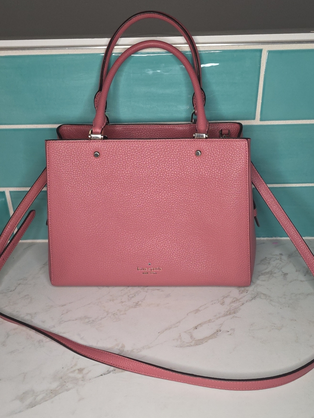 kate spade PINK LEILA Medium TRIPLE Compartment Satchel Crossbody Strap